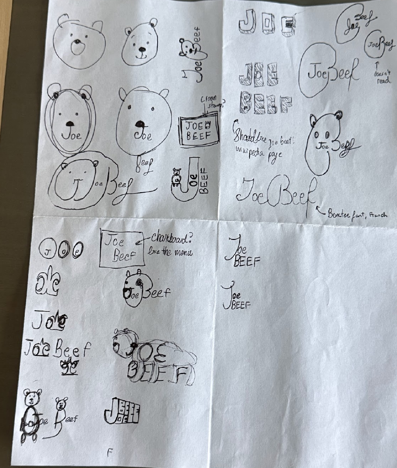 Joe Beef Initial Sketches